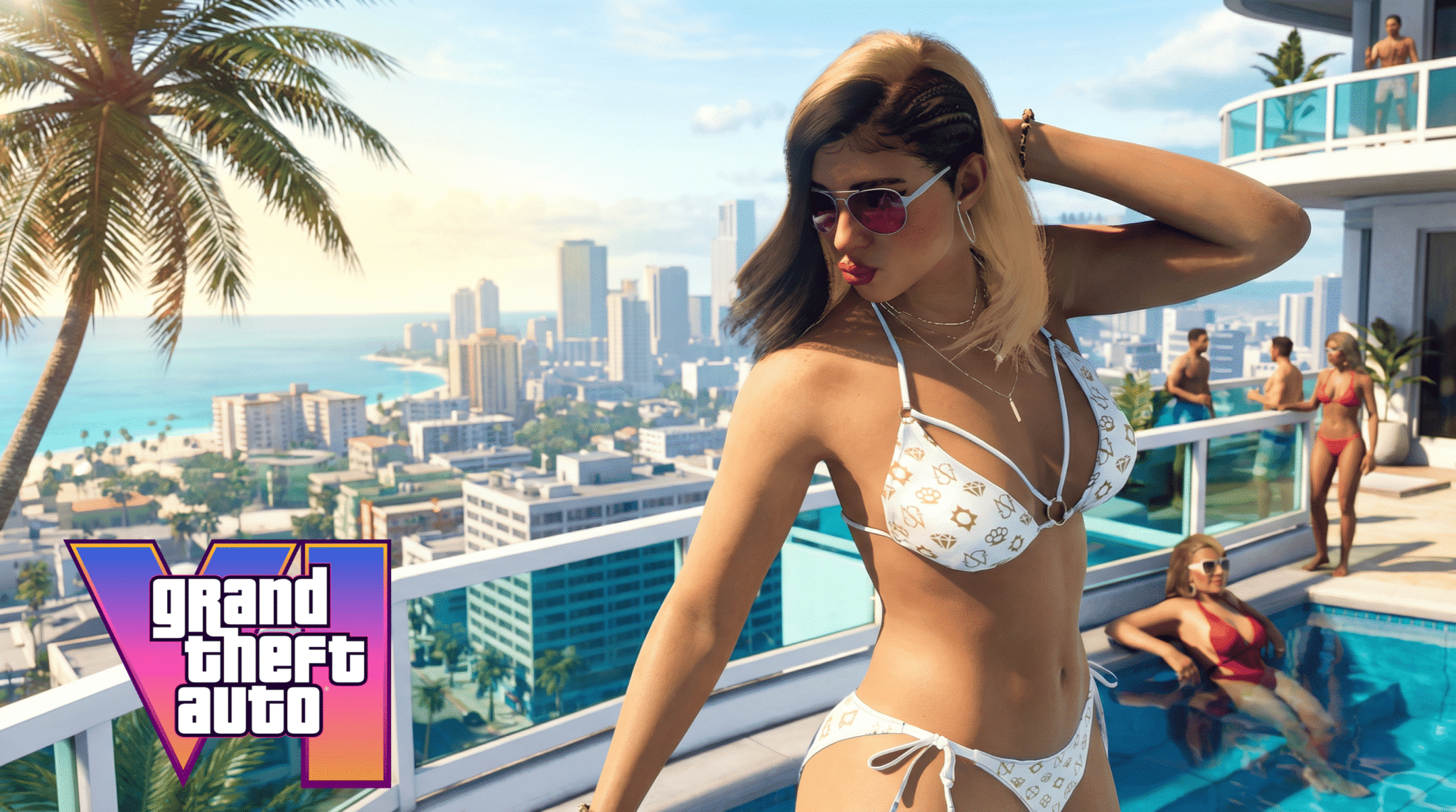 GTA 6 protagonist Lucia standing on a Vice City balcony, featured in this update about the GTA 6 release date
